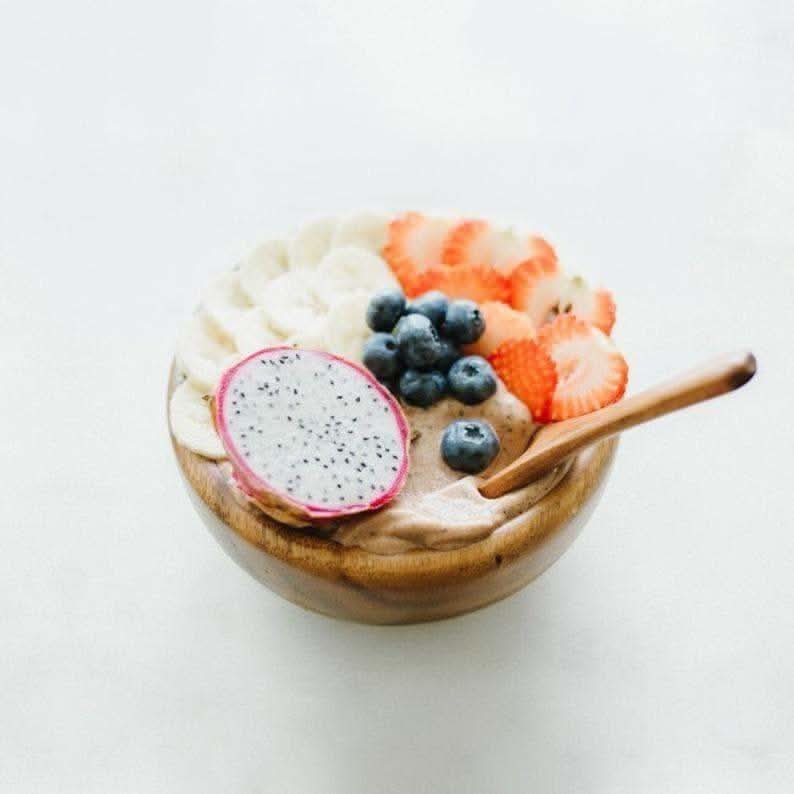 6" Acacia Wood Smoothie Bowl + Spoon in - Tableware photo