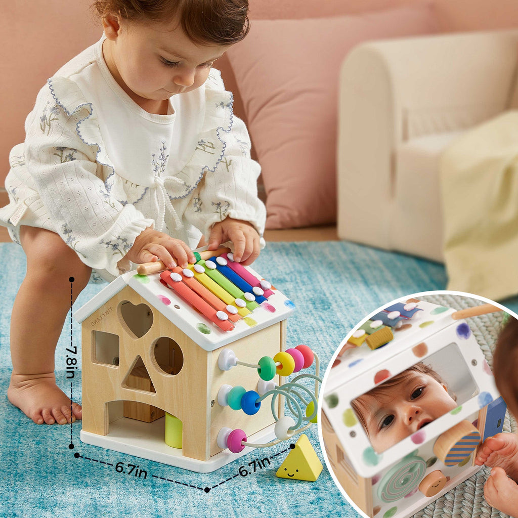 Tiny Land® Cottage Activity Cube - Rainbow in - wooden toys photo