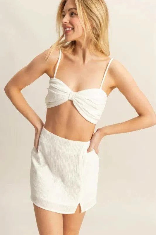 HYFVE Ruched Bra Top and Mini Skirt Set - SwagglyLife Home & Fashion