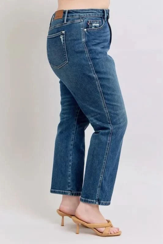 Judy Blue Full Size High Waisted Rigid Magic Non-destroy Straight Leg Jeans Plus Size in - photo