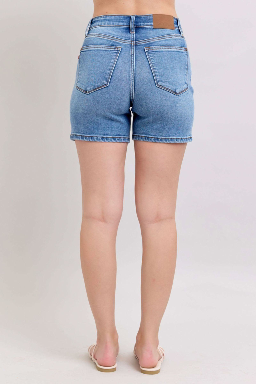 Judy Blue Full Size 2 Button Denim Shorts with Pockets Plus Size in - photo