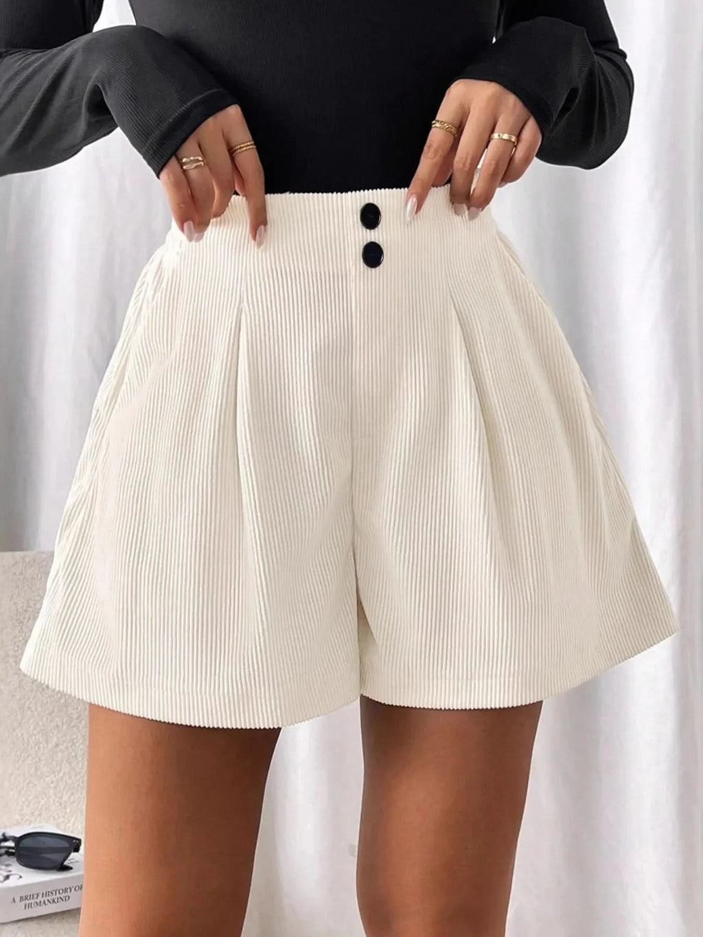 High Waisted Corduroy Shorts in - photo
