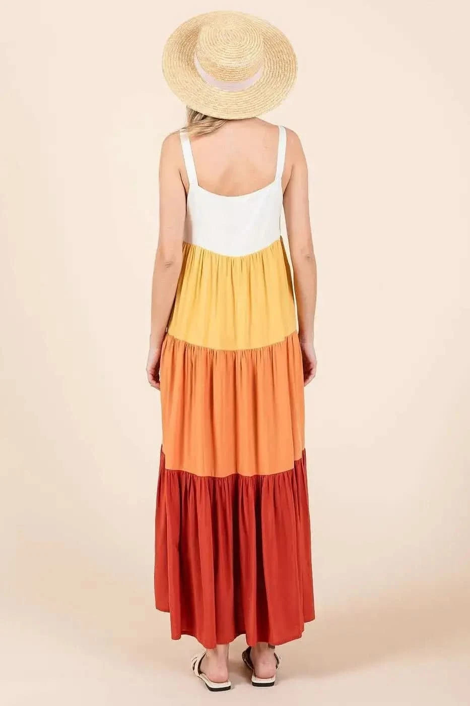 Mittoshop Color Block Tiered Pull-On Maxi Dress in - photo