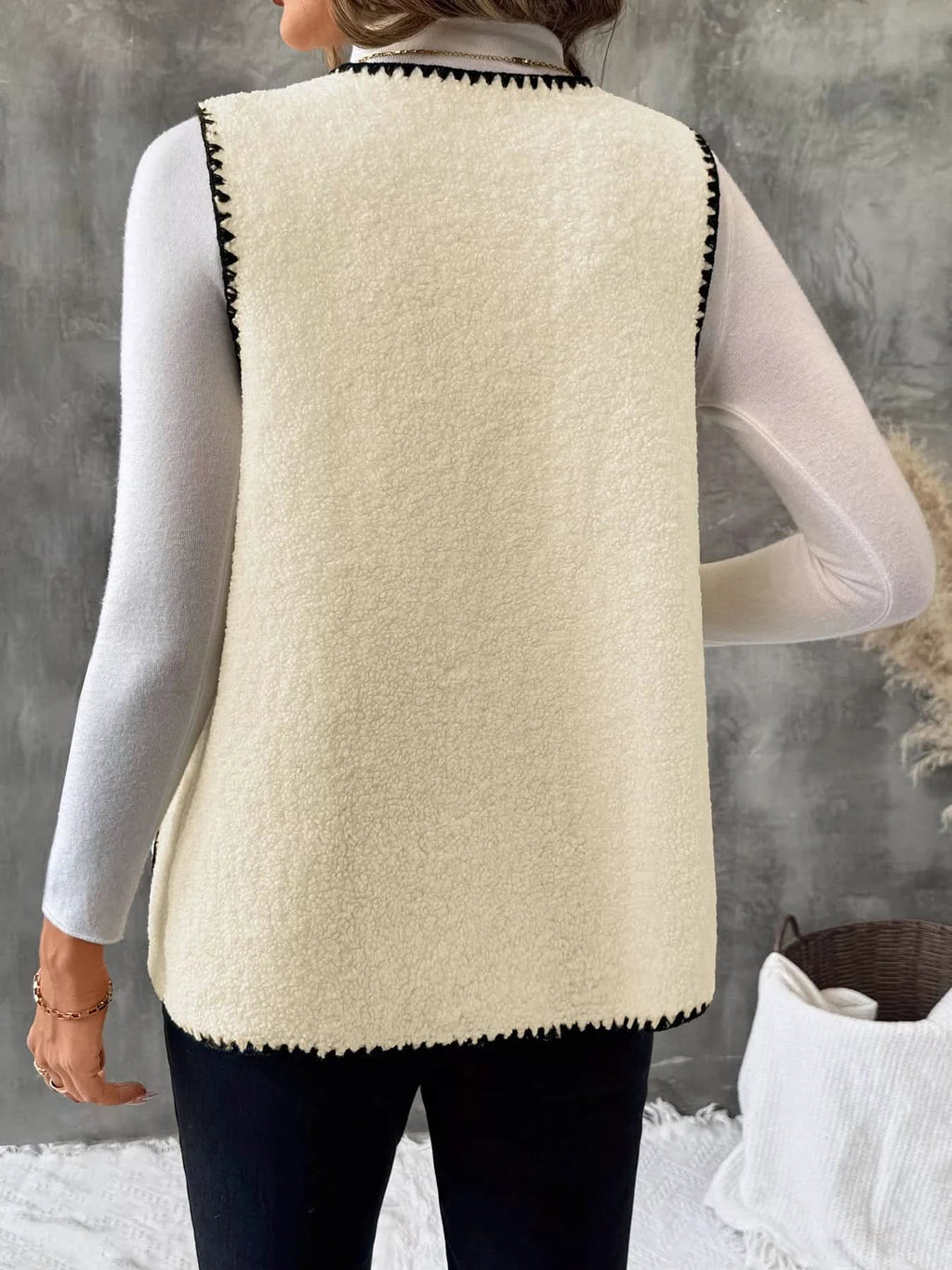 V-Neck Button Up Vest Coat in - photo