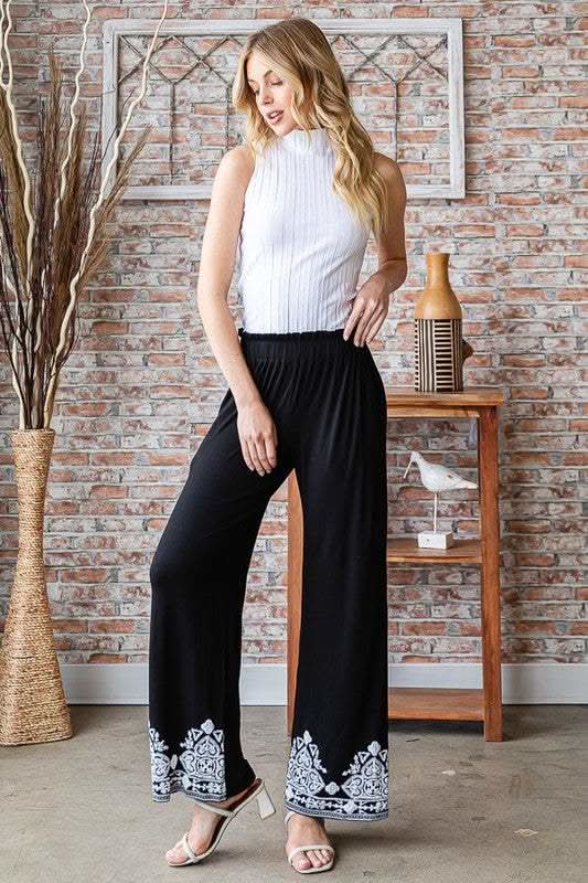Heimish Full Size Solid Damask Casual Pants Plus Size in - Pants photo