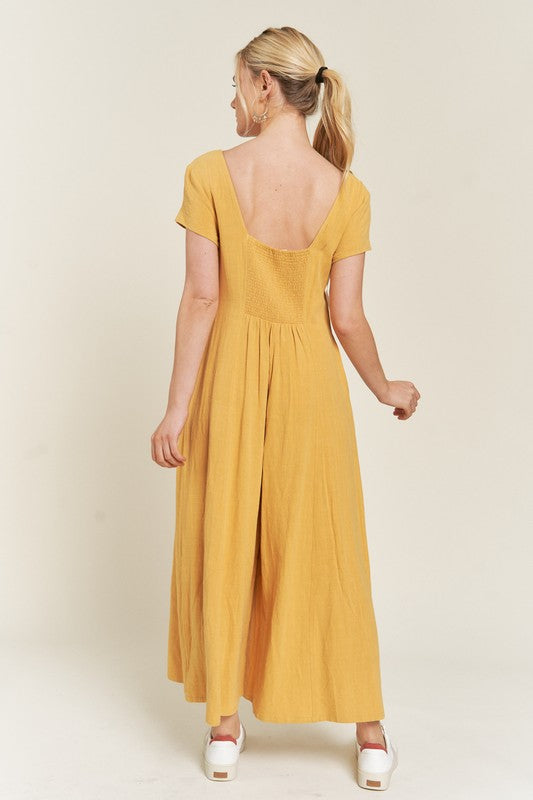 Linen Button Down Jumpuit - SwagglyLife Home & Fashion