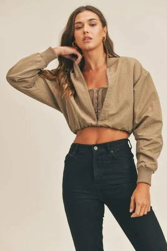 MABLE Long Sleeve Two Way Jacket in Mocha - photo