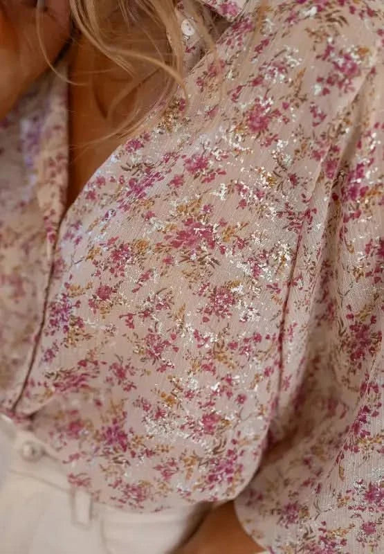 Printed Collared Neck Long Sleeve Shirt - SwagglyLife Home & Fashion