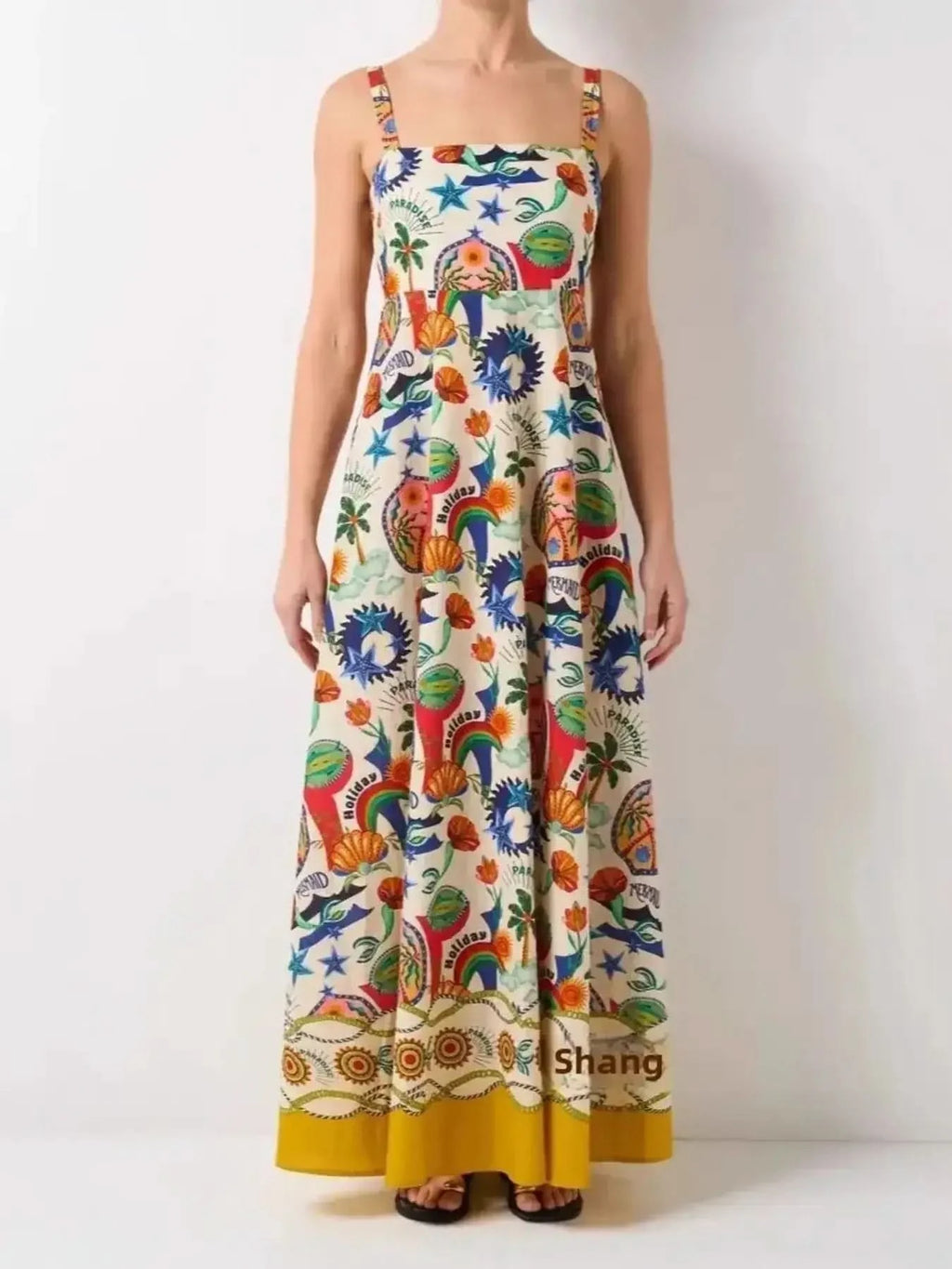 Printed Square Neck Maxi Cami Dress - SwagglyLife Home & Fashion