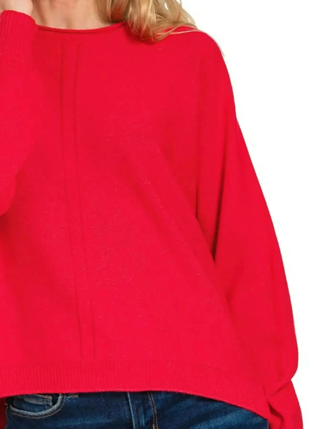 Zenana Viscose Front Seam Round-Neck Sweater in - photo