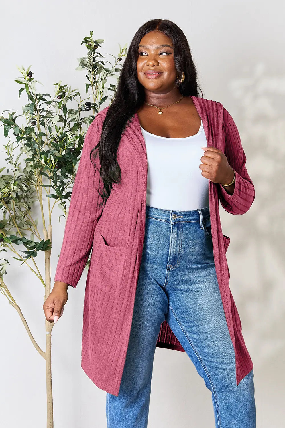 Basic Bae Full Size Hooded Sweater Cardigan in - photo