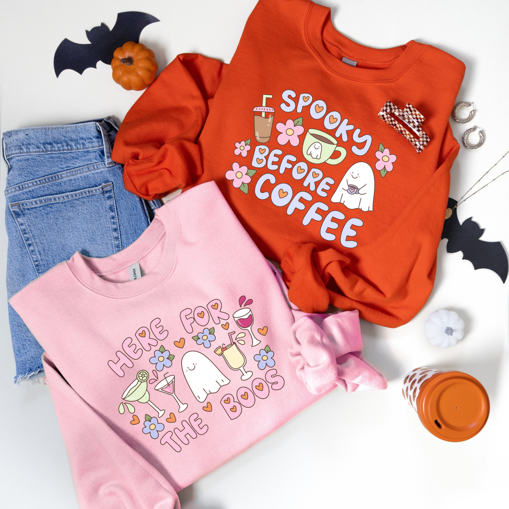 Spooky Before Coffee Adult Sweatshirt in - photo