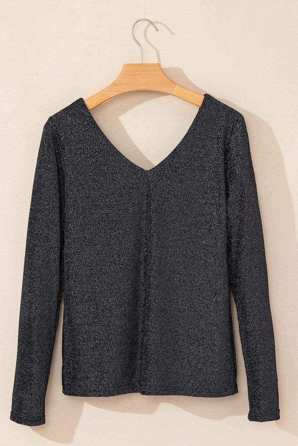 Bowknot V-Neck Long Sleeve Blouse - SwagglyLife Home & Fashion Bowknot V-Neck Long Sleeve Blouse - SwagglyLife Home & Fashion