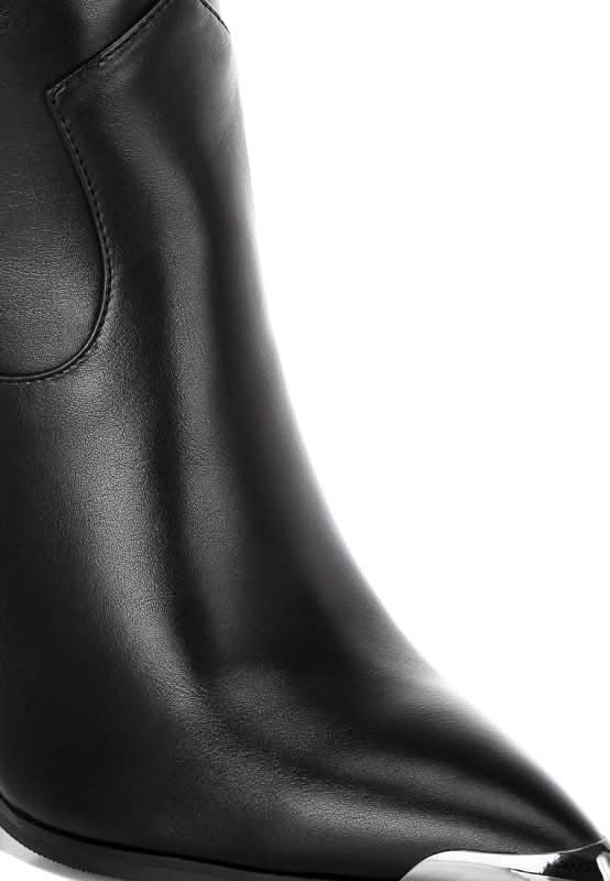 Hatter Pointed Toe Faux Leather Boots in - photo
