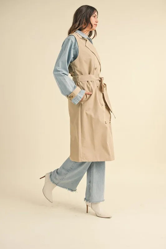 MABLE Layered Look Trench Coat With Denim Jacket in - photo