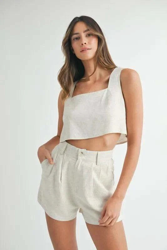 MABLE Sleeveless Crop Top and Shorts Set - SwagglyLife Home & Fashion