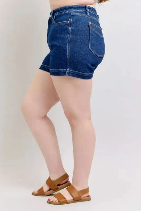 Judy Blue Plus Size High Waist Tummy Control Denim Shorts - SwagglyLife Home & Fashion