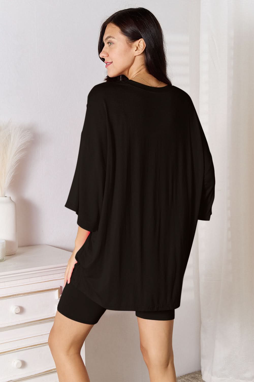 Basic Bae Full Size Soft Rayon Three-Quarter Sleeve Top and Shorts Set in - Sets photo