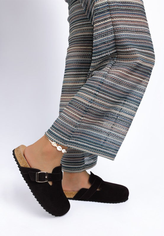 Ratiha Buckle Accent Slip-On Footbed Mules in - photo