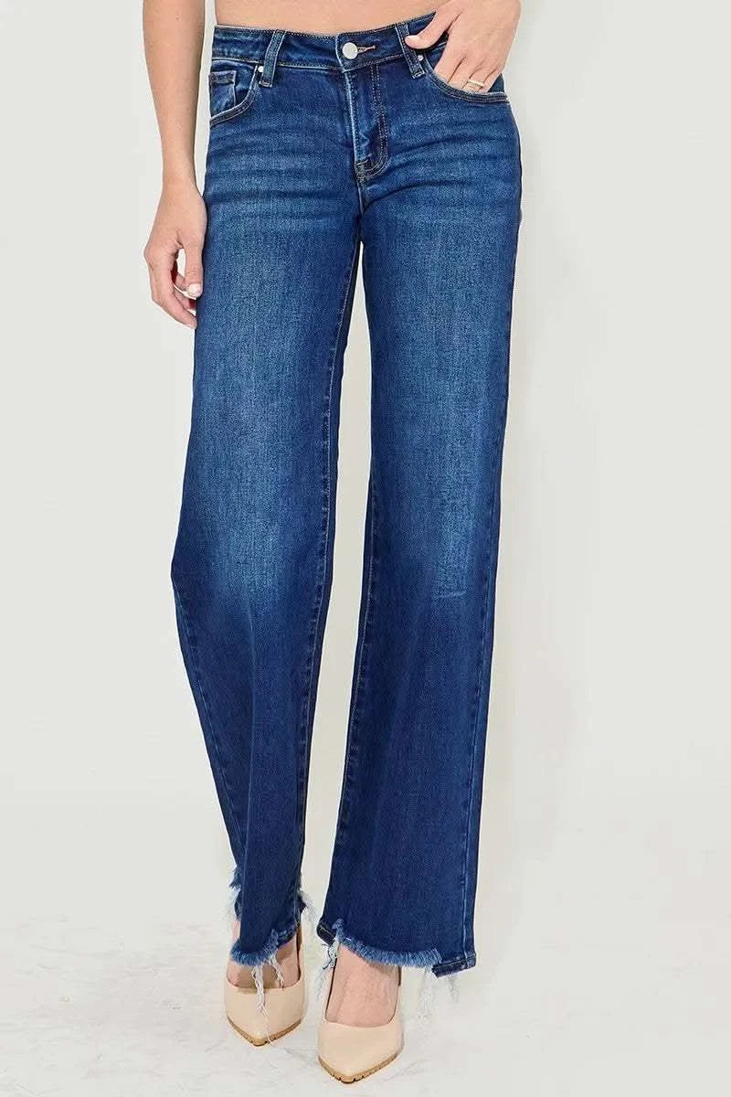RISEN Full Size Low Rise Wide Leg Jeans Plus Size in - photo