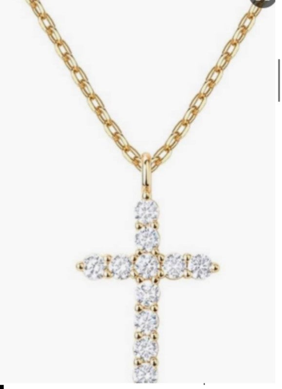 18K Gold Dipped Sterling Silver Dainty Cross Neckl in - photo