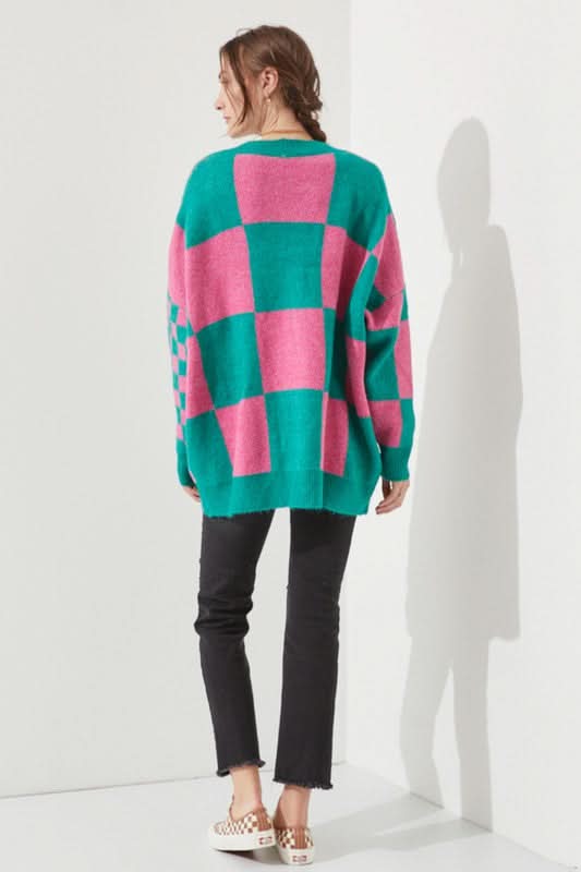 Checkered Oversized Sweater in - photo