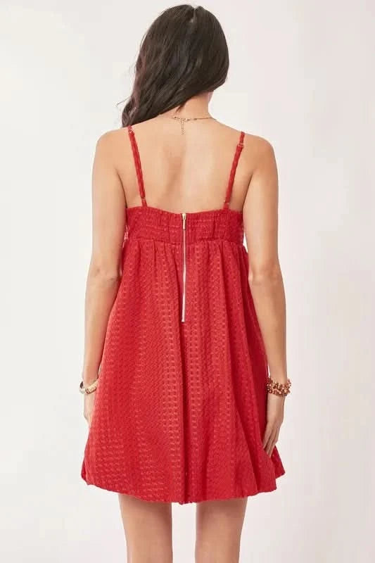 Davi & Dani Textured Sweetheart Neckline Bubble Hem Dress in - photo