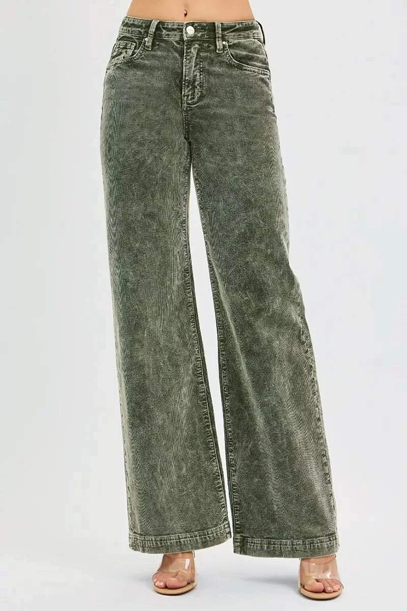 RISEN Full Size High Rise Wide Leg Corduroy Jeans Plus Size in - photo