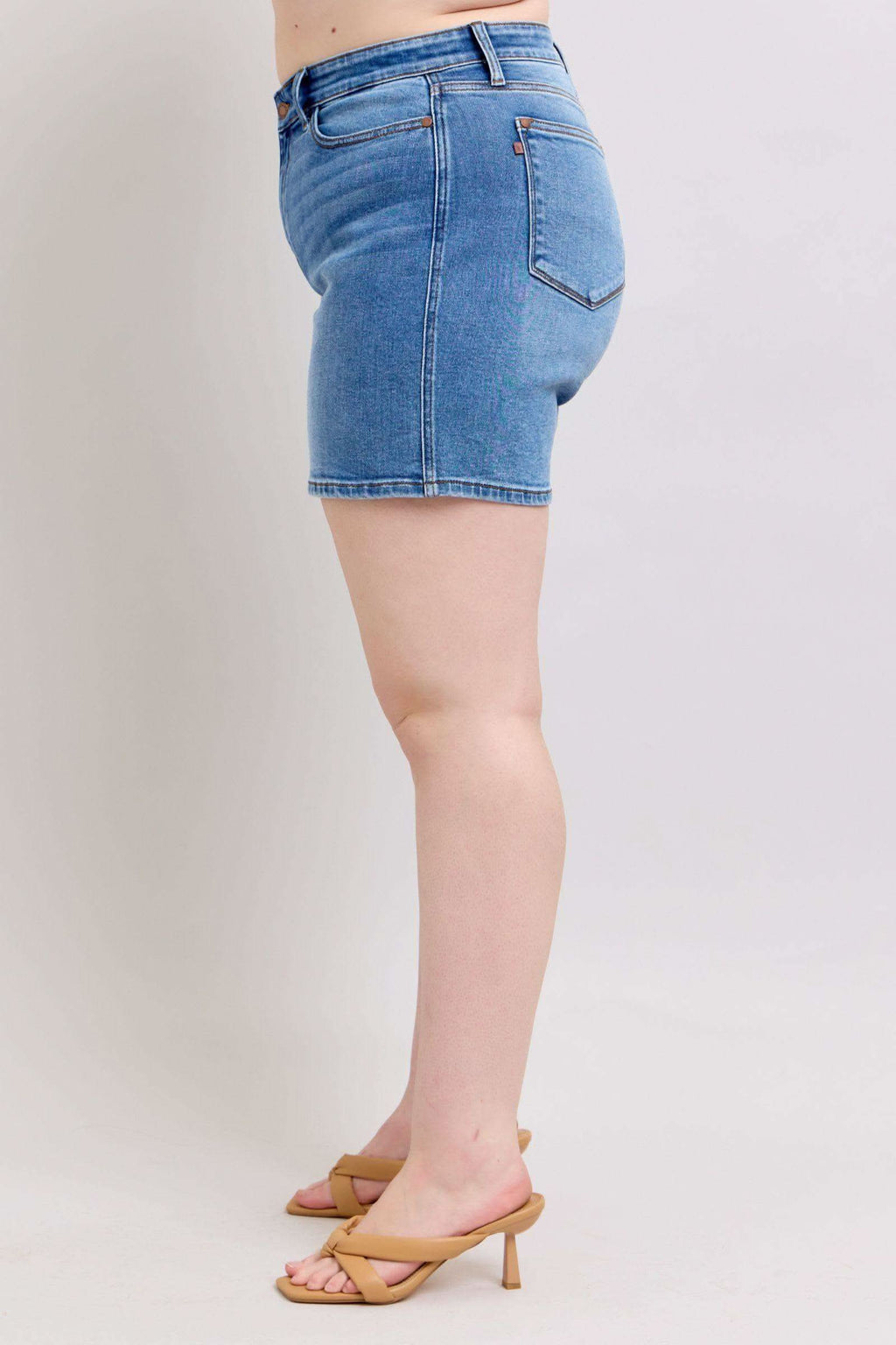 Judy Blue Full Size 2 Button Denim Shorts with Pockets Plus Size in - photo