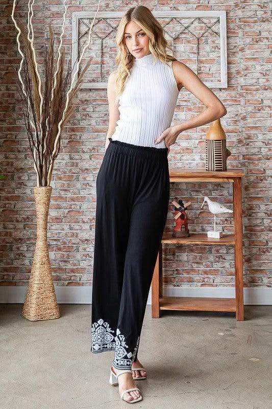 Heimish Full Size Solid Damask Casual Pants Plus Size in - Pants photo