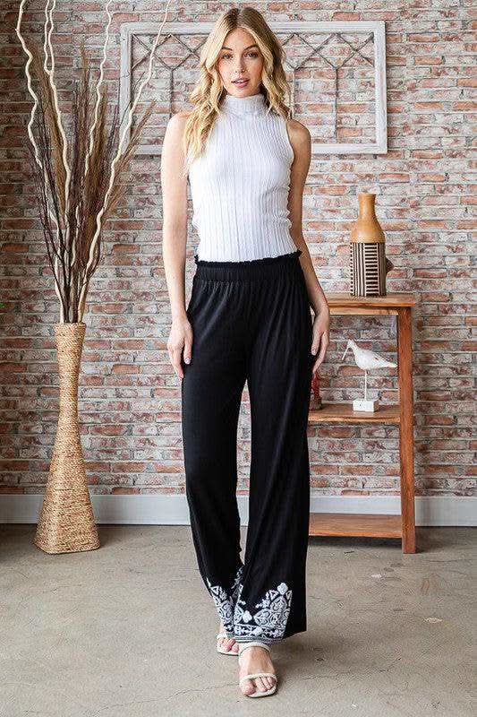 Heimish Full Size Solid Damask Casual Pants Plus Size in - Pants photo