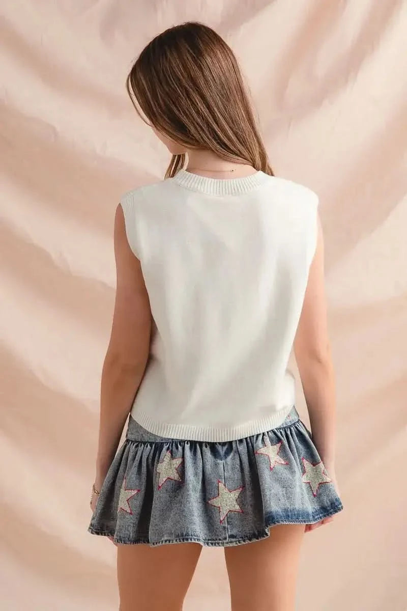 SO ME Teddy Bear Wearing An American Flag With Usa Embroidered Sweater Vest in - photo