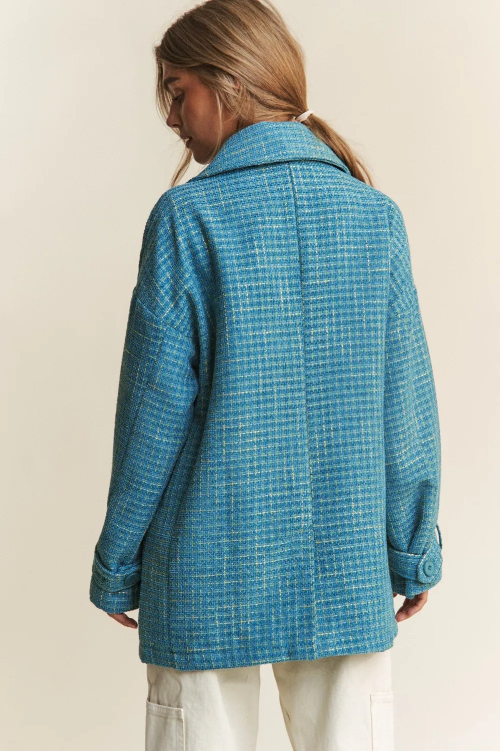 J.NNA Tweed Double-Breasted Long Sleeve Coat in - photo