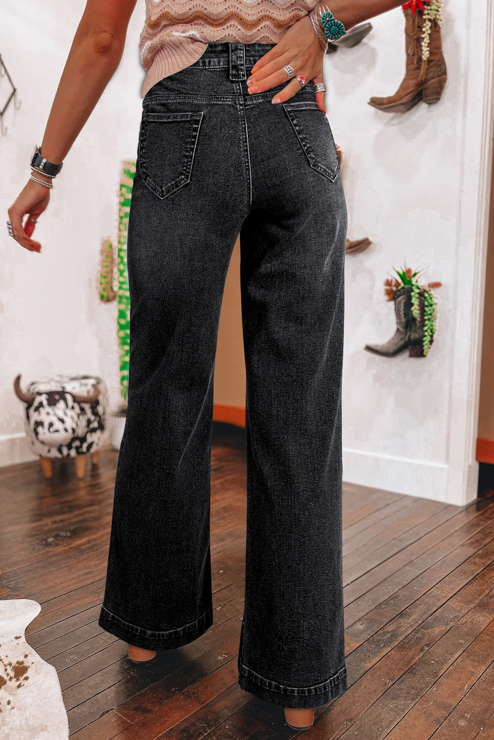 Victoria Wide Leg Pocketed High Waist Jeans in - Bottoms/Jeans photo