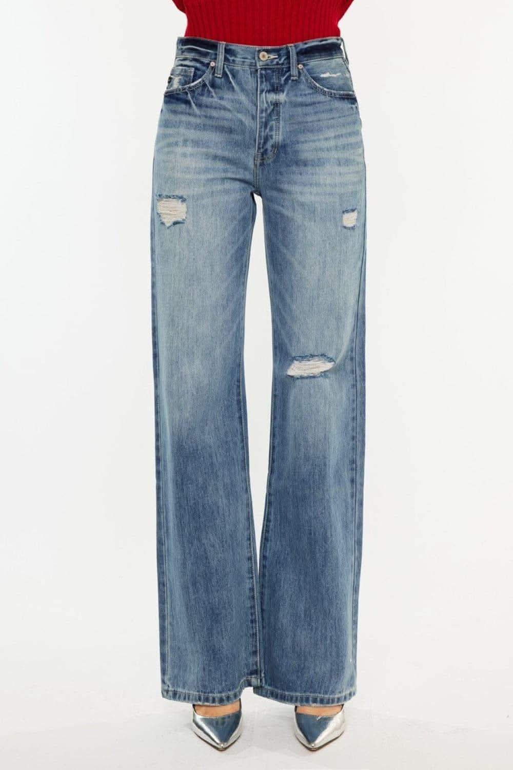 Kancan Distressed High Waist Bootcut Jeans in - jeans photo
