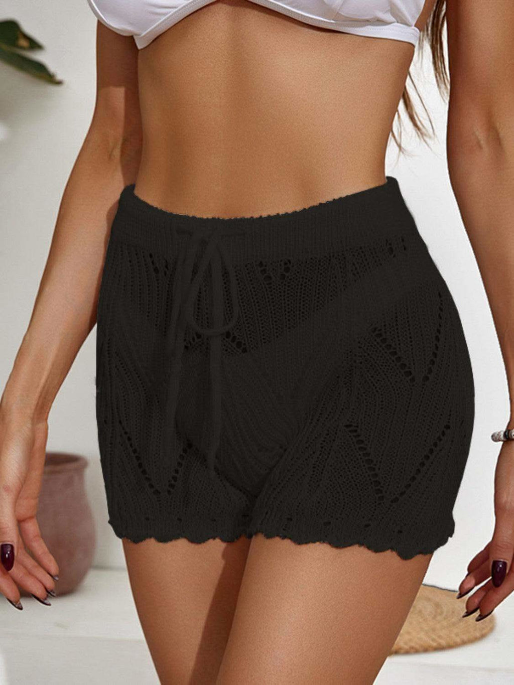 Drawstring Cutout Swim Shorts - SwagglyLife Home & Fashion