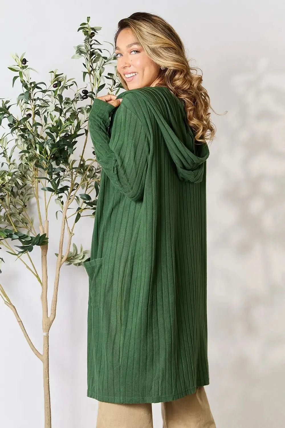 Basic Bae Full Size Hooded Sweater Cardigan in - photo