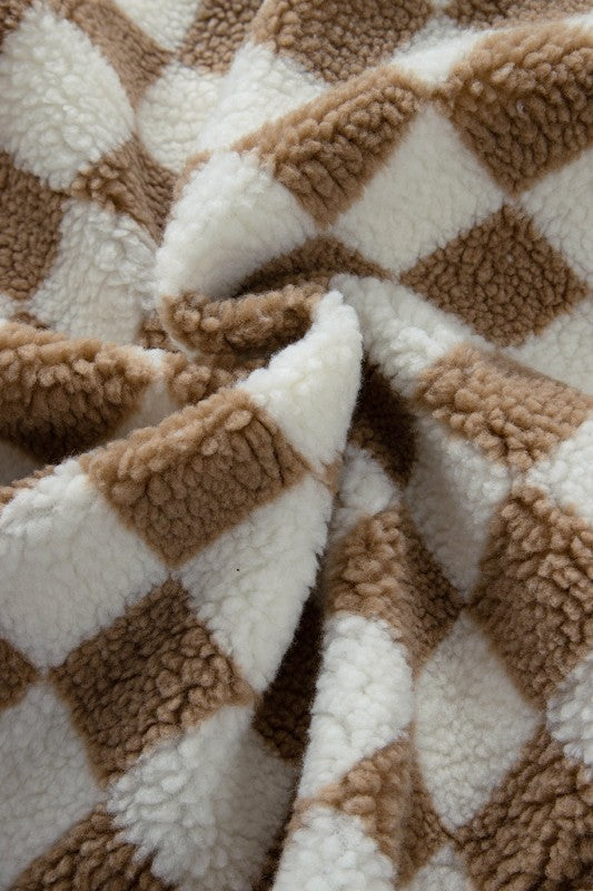 Checker Sherpa Collared Jacket Vest in - photo