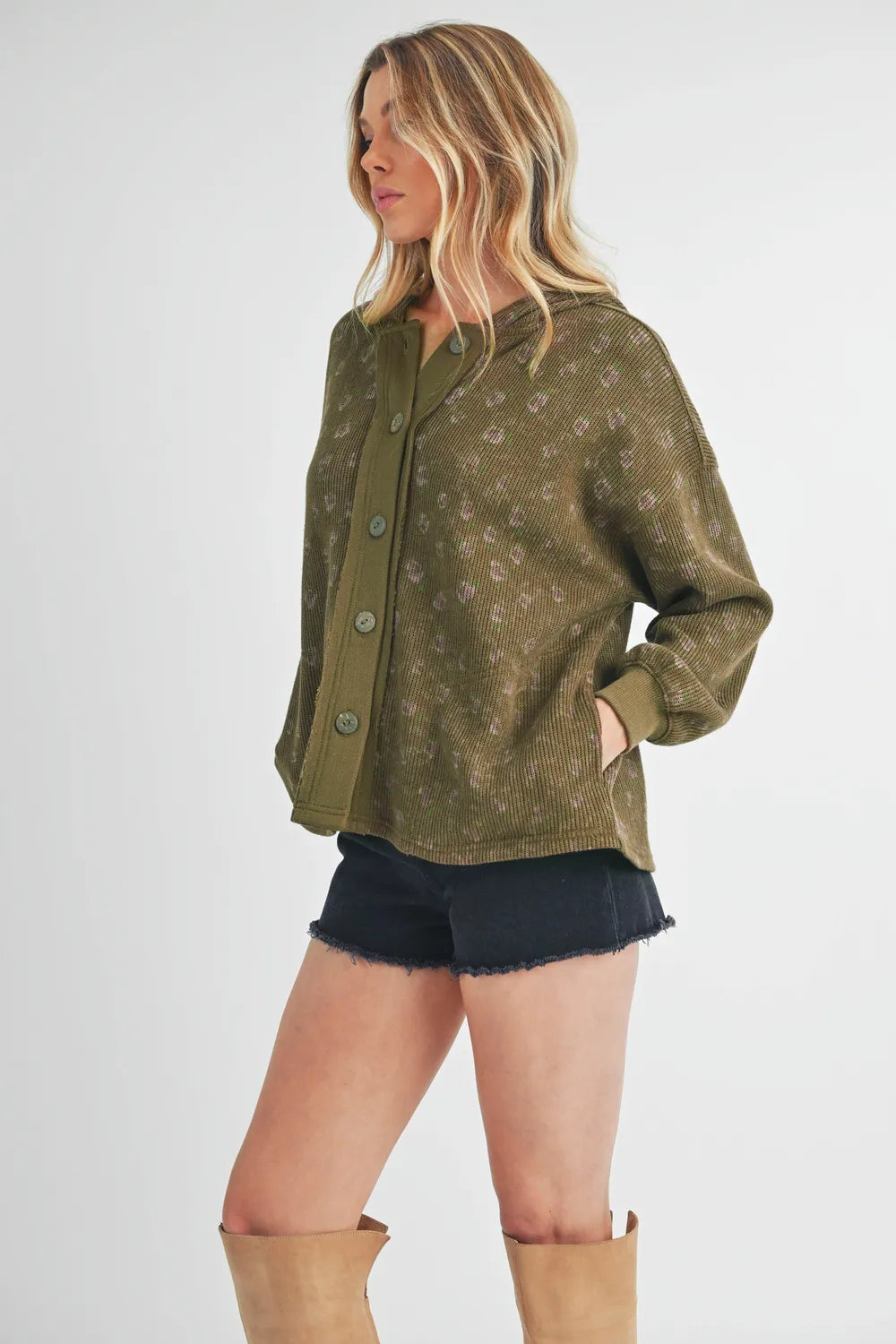 Aemi + Co Floral Button Up Hooded Jacket in - photo