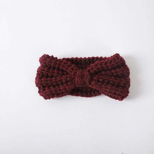 Knitted Bow Winter Headband in BGBG BURGUNDY Os - Headbands photo