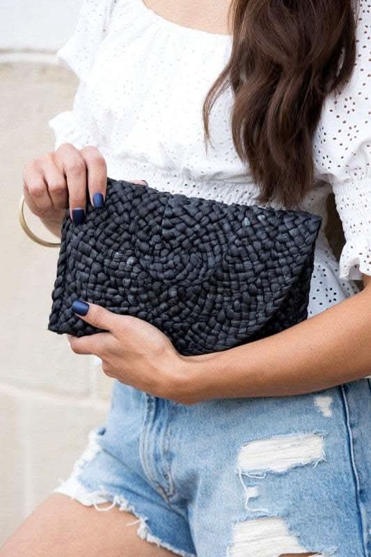 Fold Over Straw Clutch - SwagglyLife Home & Fashion