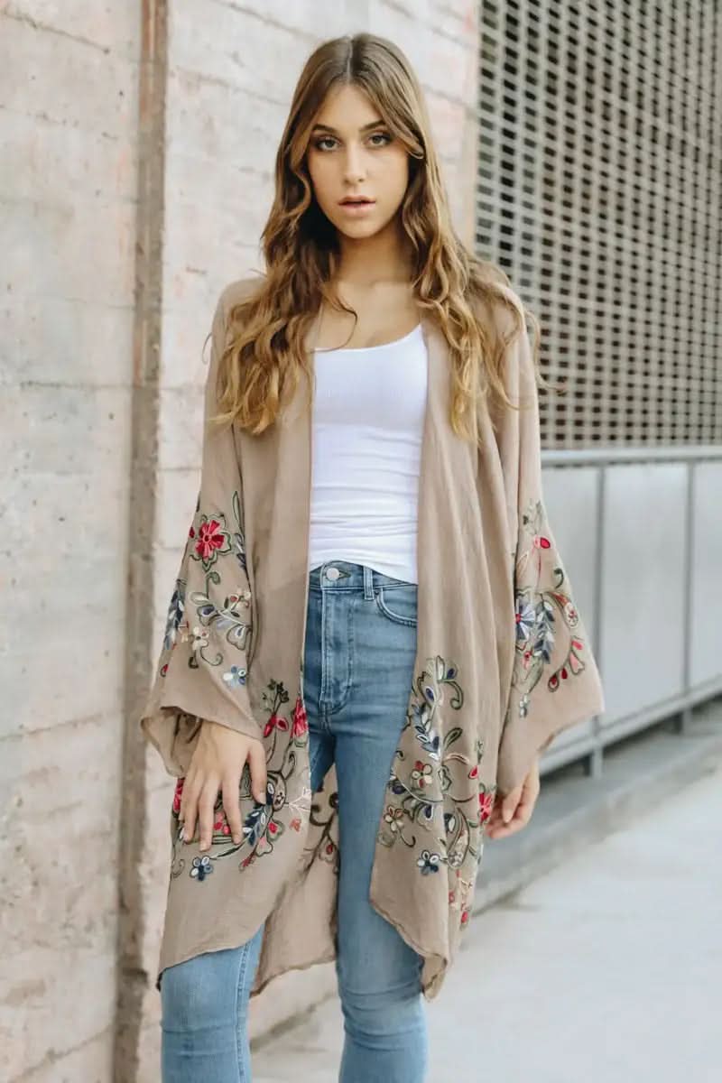 Leto Collection Long Floral Kimono Cardigan - SwagglyLife Home & Fashion Leto Collection Long Floral Kimono Cardigan - SwagglyLife Home & Fashion
