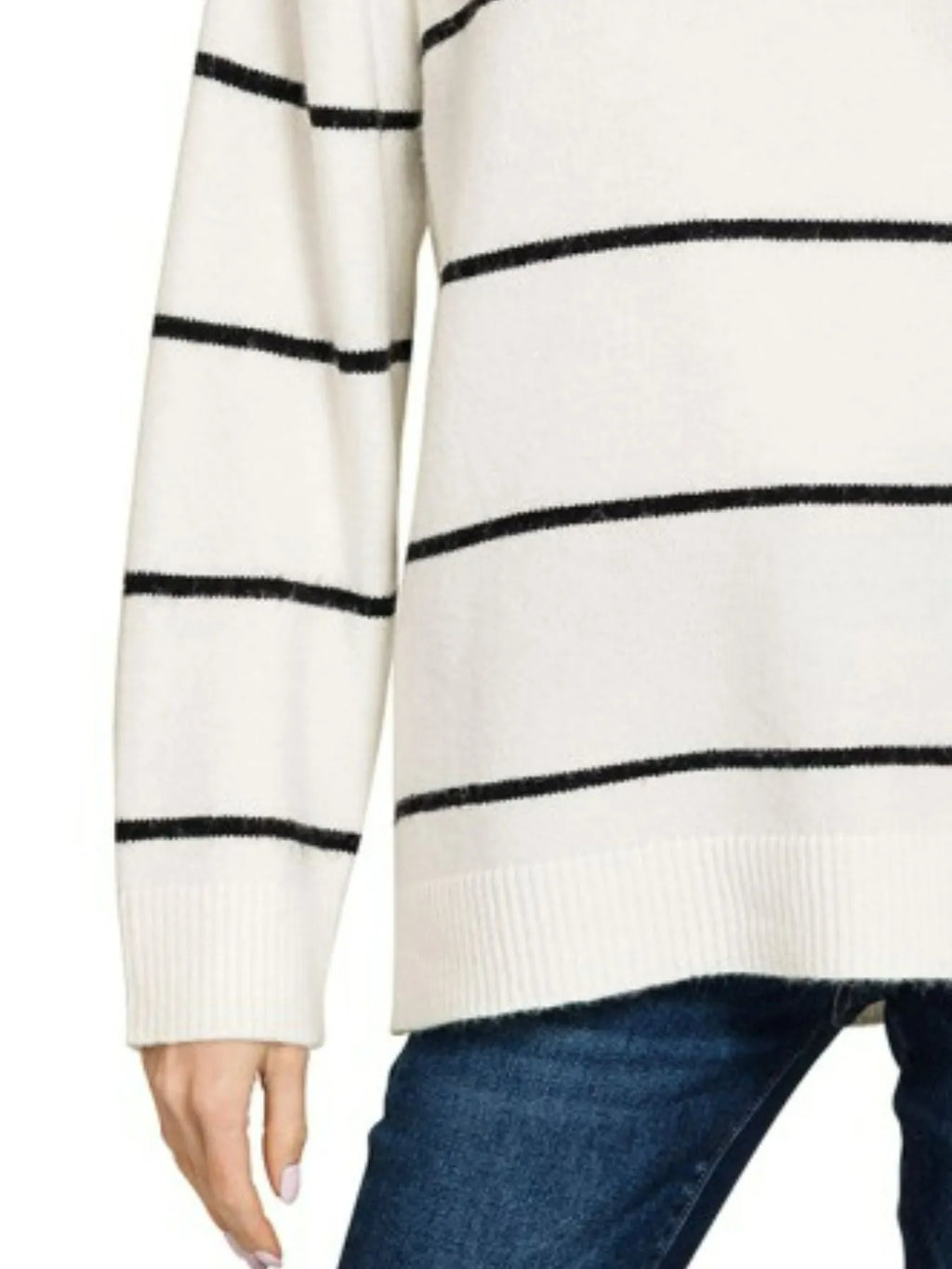 Zenana Round Neck Stripe Sweater in - photo