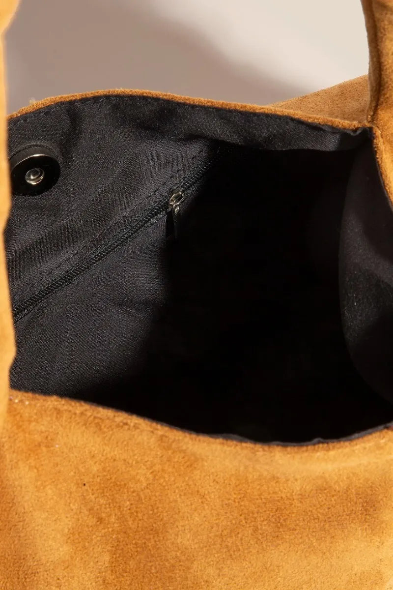 Fame Metallic Studded Faux Suede Hand Bag - SwagglyLife Home & Fashion