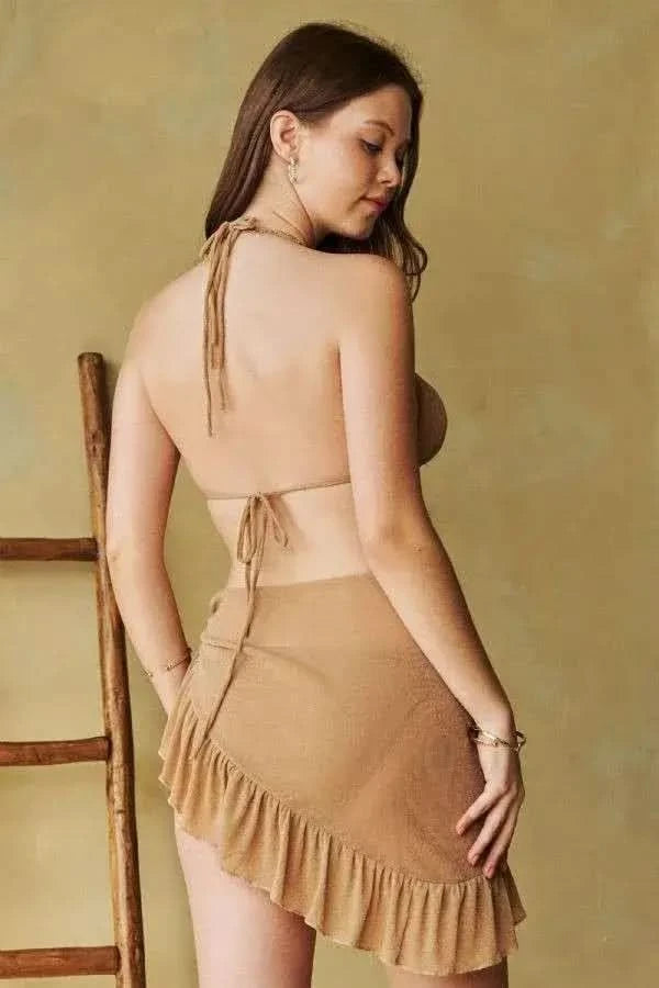 Davi & Dani Halter Skirt Bikini Swim Set - SwagglyLife Home & Fashion