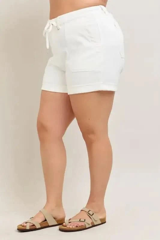 Judy Blue Plus Size High Waist Cuff Denim Shorts - SwagglyLife Home & Fashion