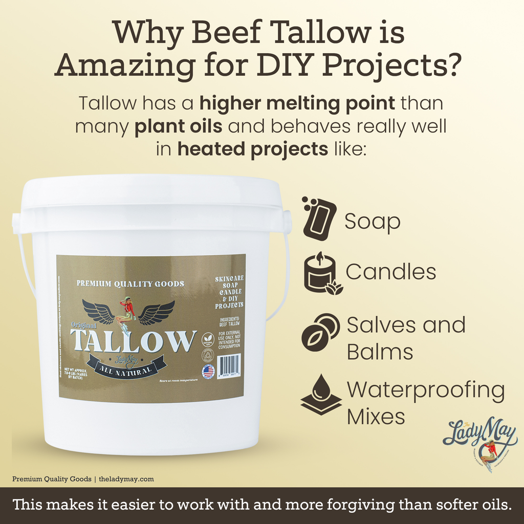 Lady May Tallow Bulk Grass-Fed Beef Tallow for Soap, Skincare & Candles | 2,8,16 lbs | Maker-Proven Quality in - Beef Tallow photo