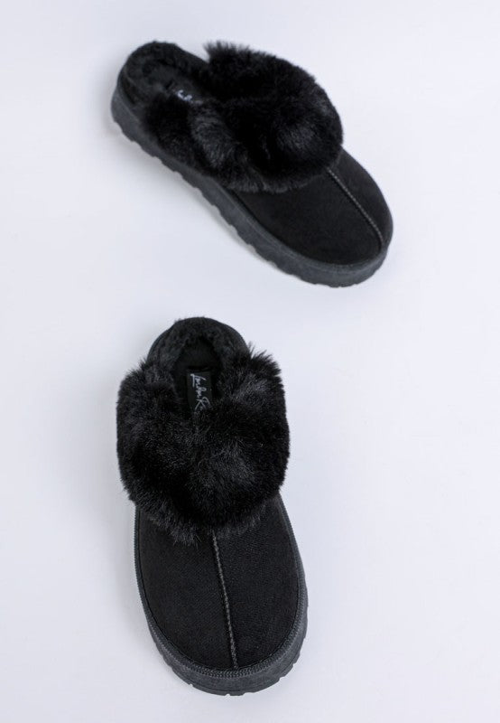 Portho Faux Fur Slip Ons in - photo