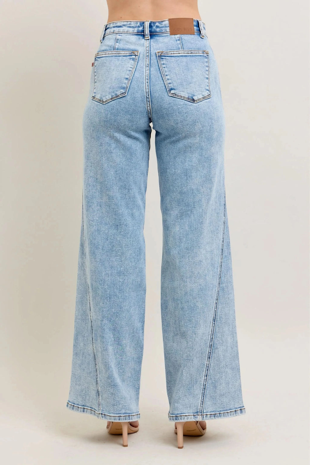 Judy Blue Full Size High Waist Wide Leg Jeans with Skewed Inseam Plus Size in - photo