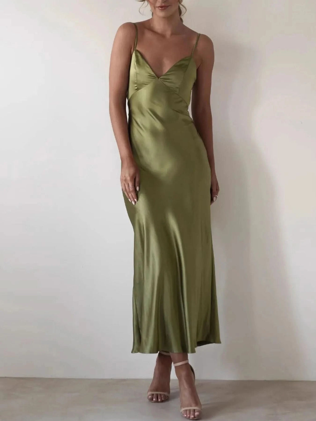 Satin Backless Cami Dress in - photo